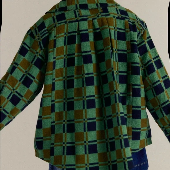 Free People Green Plaid Jacket
